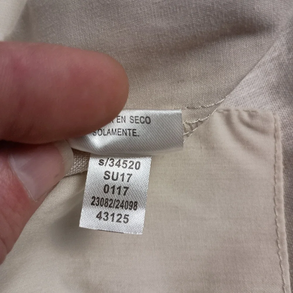 Tasso Elba Island Pants Mens 36x30 Beige Excellent 100% Linen Straight Leg Flat